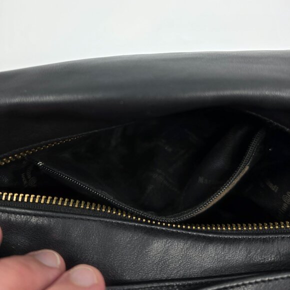 Marino Orlandi Black Leather Hobo Shoulder Bag Gold Hardware Made in Italy - Picture 11 of 16